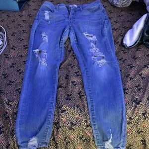 SO Women's Distressed Blue Skinny Jeans